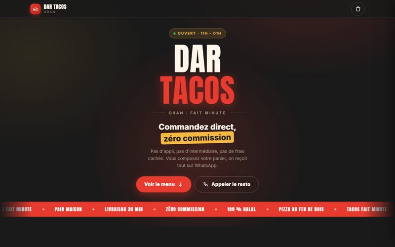 Aperçu du site DAR TACOS, fast-food à Oran